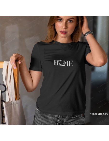 تیشرت زنانه طرح تایپوگرافی HOME ❖ نگارش سفید