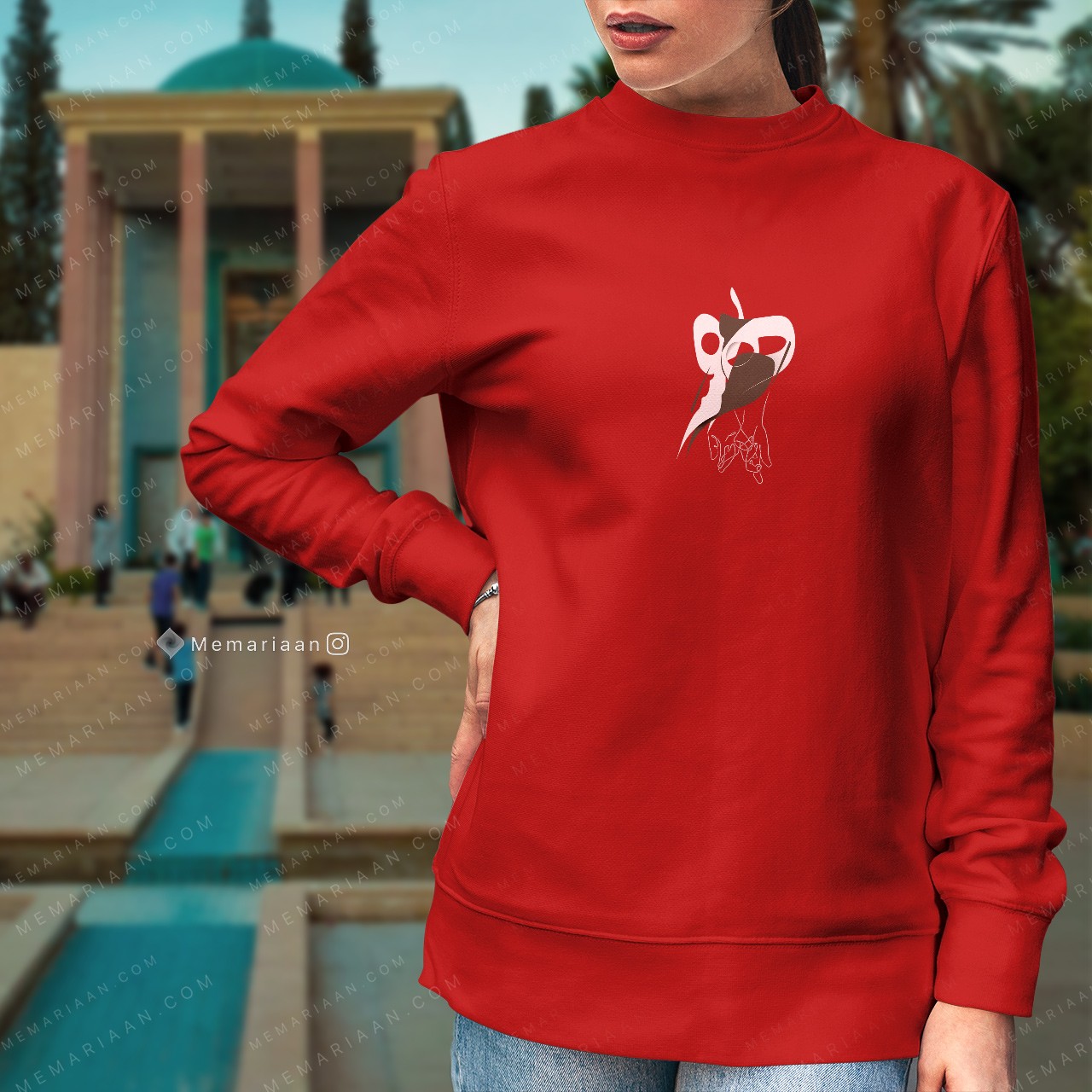 سویشرت طرح خط خوشنویسی شعر مقدار یار هم نفس؛ نگارش ریز چاپ مینیمال