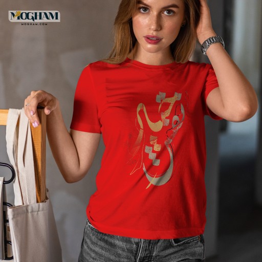 تیشرت زنانه طرح خوشنویسی شعر وه که جدا نمی شود نقش تو از خیال من