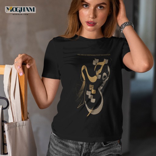 تیشرت زنانه طرح وه که جدا نمی شود نقش تو از خیال من + جمله انگلیسی