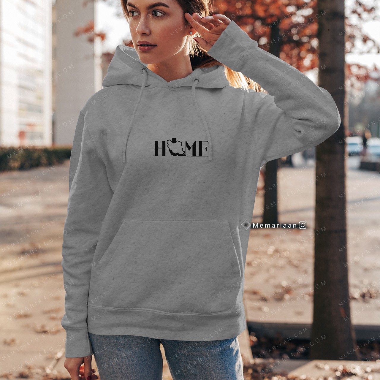 هودی کلاه دار طرح تایپوگرافی انگلیسی HOME
