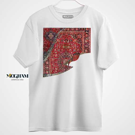 تیشرت دوخت آزاد (اورسایز) طرح فرش ایرانی به تلفیق خوشنویسی