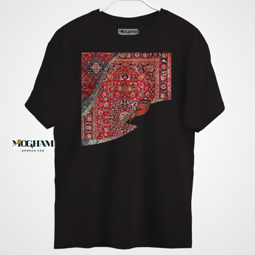 تیشرت دوخت آزاد (اورسایز) طرح فرش ایرانی به تلفیق خوشنویسی